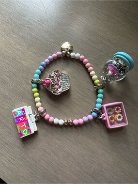 CharmIt Kids Pastel Multi-Charm Beaded Bracelet - Pink & Blue